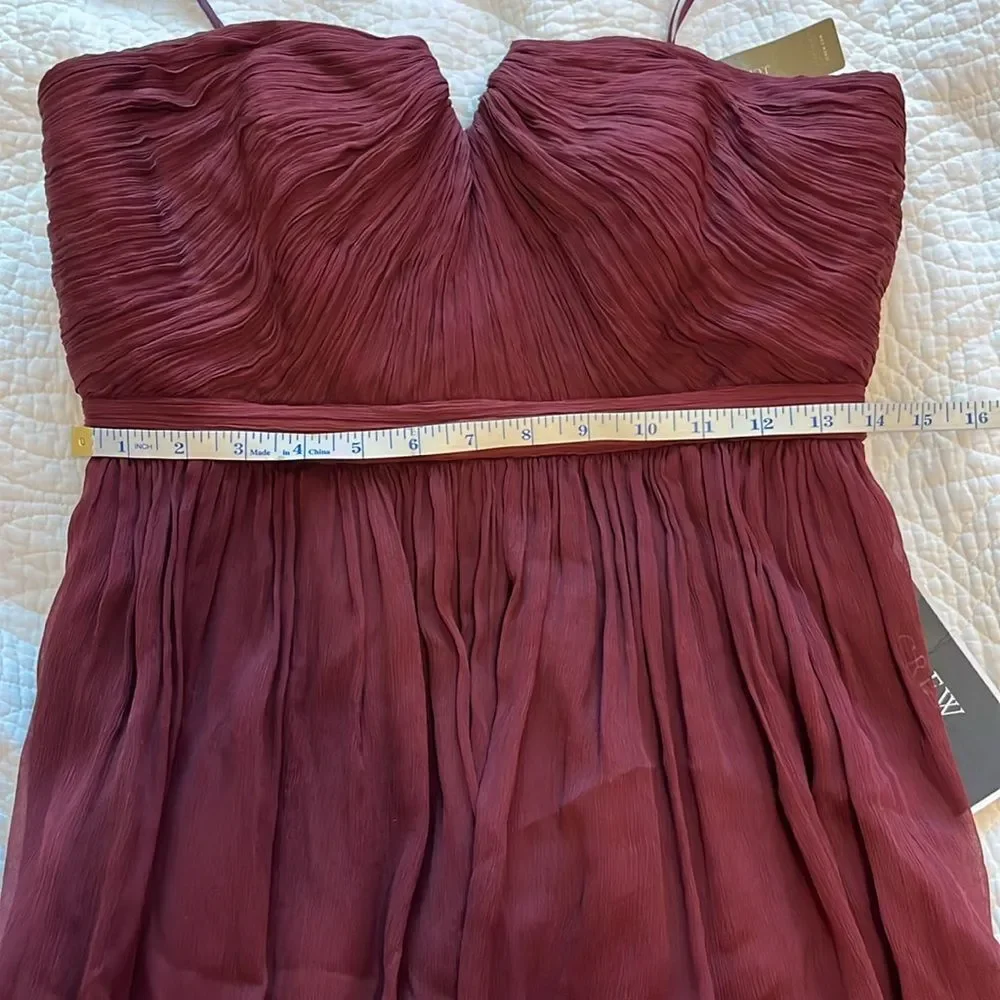 J Crew Women's Nadia Silk Chiffon Dress Cocktail Party Wedding Burgundy Sz 6 NWT - Picture 9 of 15